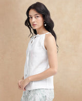 Women's White Casual Sleeveless Top