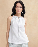Women's White Casual Sleeveless Top