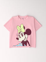 Girls Pink Casual Printed Oversized Fit Tshirt