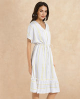 Women's White Casual Half Sleeves Dress