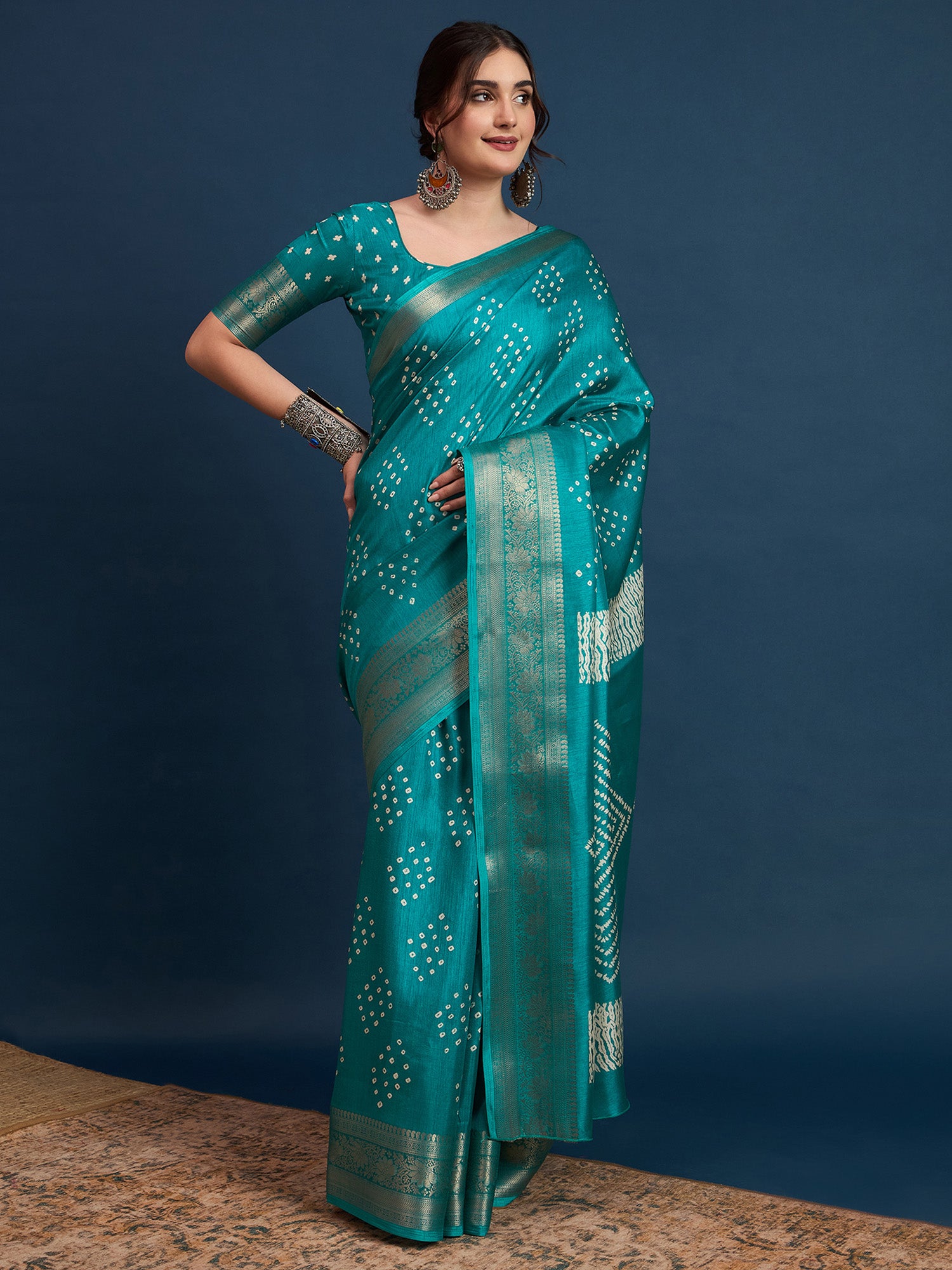 Women's Blue Festive Sungudi Saree