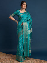 Women's Blue Festive Sungudi Saree