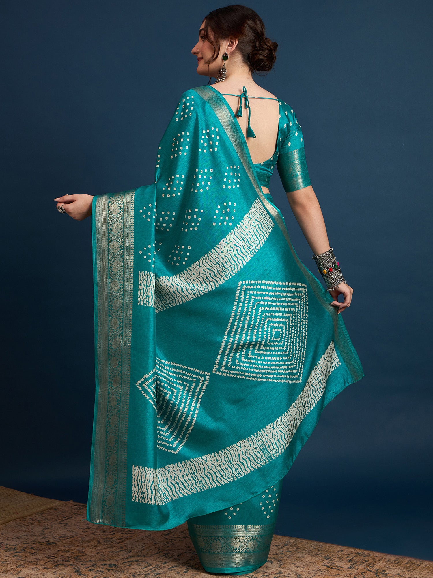 Women's Blue Festive Sungudi Saree