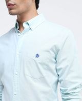 Men's Blue Formal Regular Fit Solid Full Sleeves Shirt