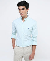 Men's Blue Formal Regular Fit Solid Full Sleeves Shirt