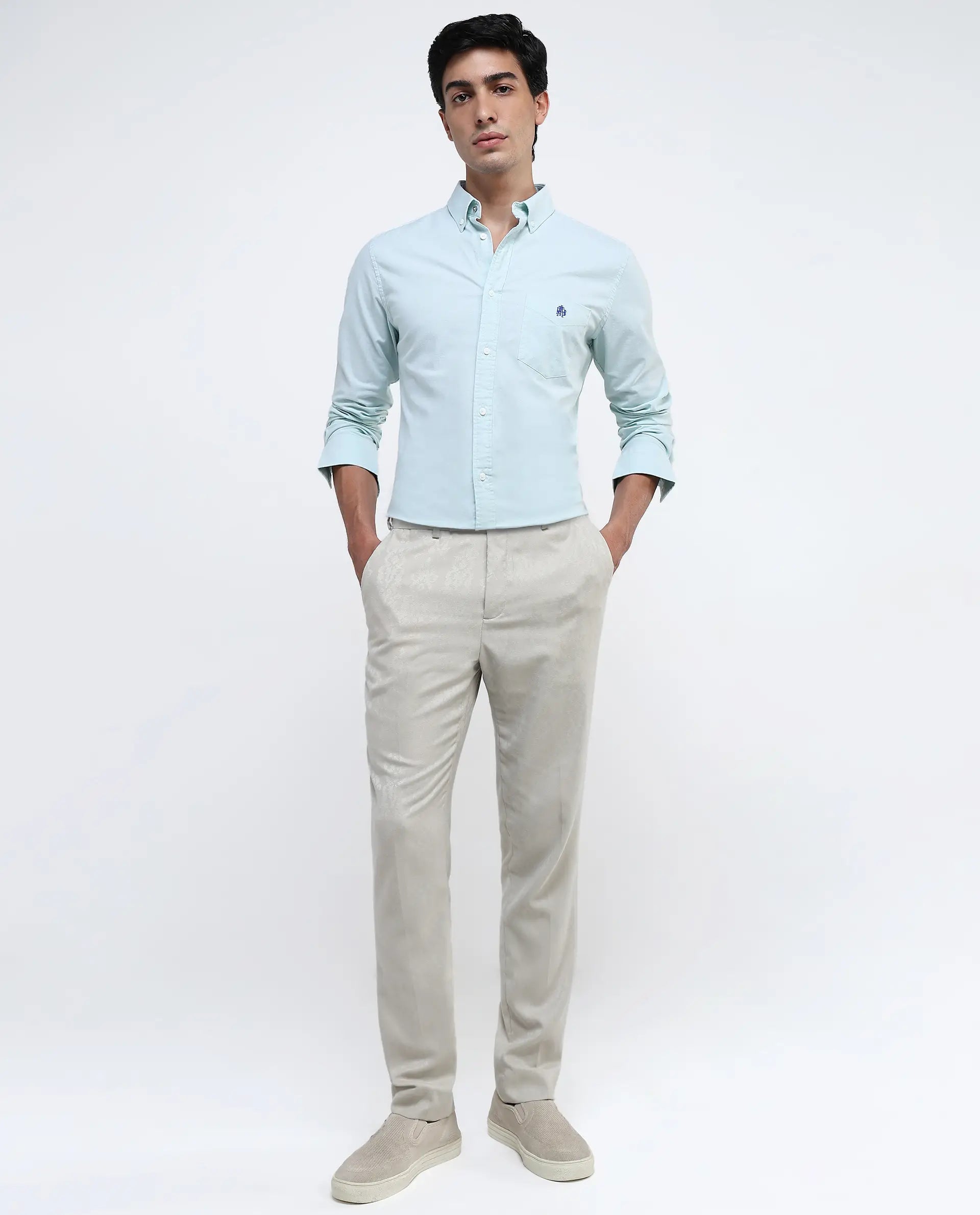 Men's Blue Formal Regular Fit Solid Full Sleeves Shirt