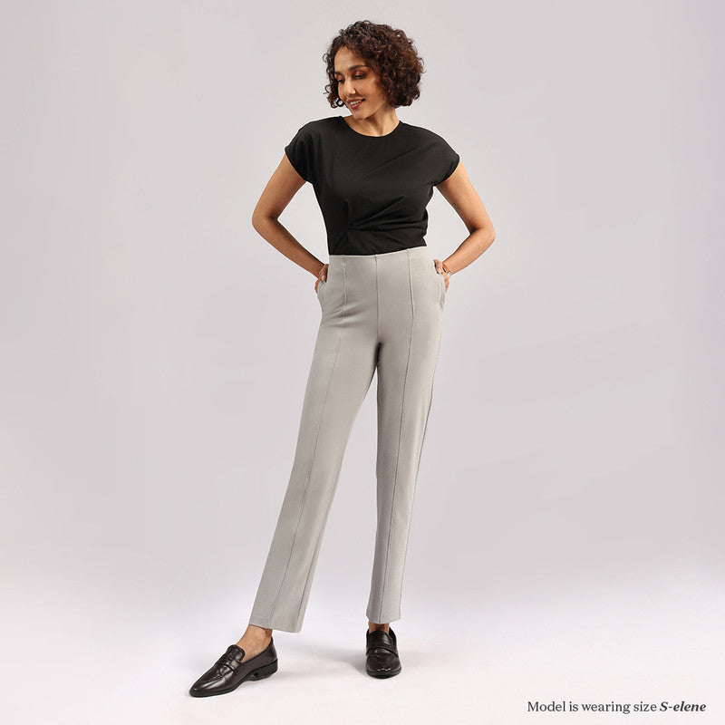 Women's Gray Casual Solid Pant