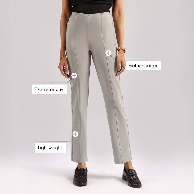Women's Gray Casual Solid Pant