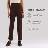Women's Brown Solid Sports High Rise Pant