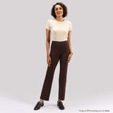 Women's Brown Solid Sports High Rise Pant