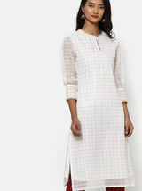 Women's White Casual Regular Fit Printed Kurta