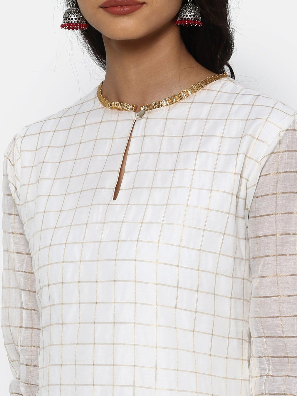 Women's White Casual Regular Fit Printed Kurta