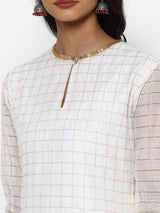 Women's White Casual Regular Fit Printed Kurta