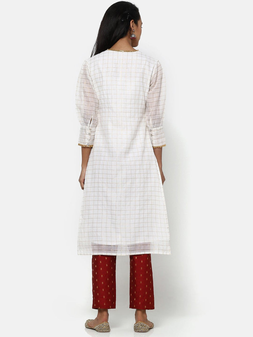Women's White Casual Regular Fit Printed Kurta