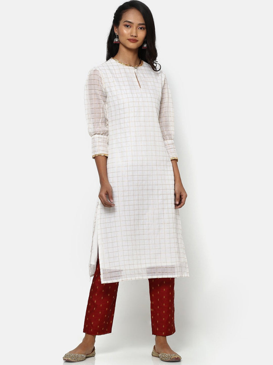 Women's White Casual Regular Fit Printed Kurta