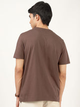Men's Brown Casual Regular Fit Solid Half Sleeves Tshirt
