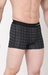 Men's Black Checks Mid-Rise Printed Trunk