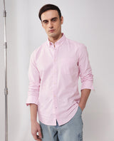 Men's Pink Formal Regular Fit Solid Full Sleeves Shirt