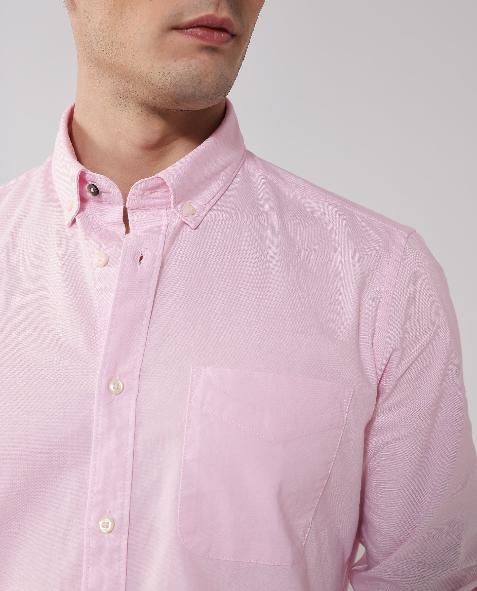 Men's Pink Formal Regular Fit Solid Full Sleeves Shirt
