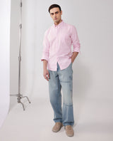Men's Pink Formal Regular Fit Solid Full Sleeves Shirt