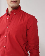 Men's Red Formal Regular Fit Solid Full Sleeves Shirt