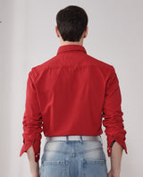 Men's Red Formal Regular Fit Solid Full Sleeves Shirt