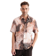 Men's Pink Casual Regular Fit Printed Half Sleeves Shirt