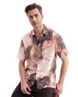 Men's Pink Casual Regular Fit Printed Half Sleeves Shirt
