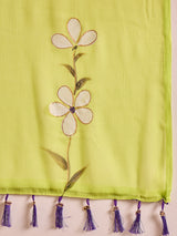 Women's Chiffon Green Printed Designer Saree with Blouse Piece
