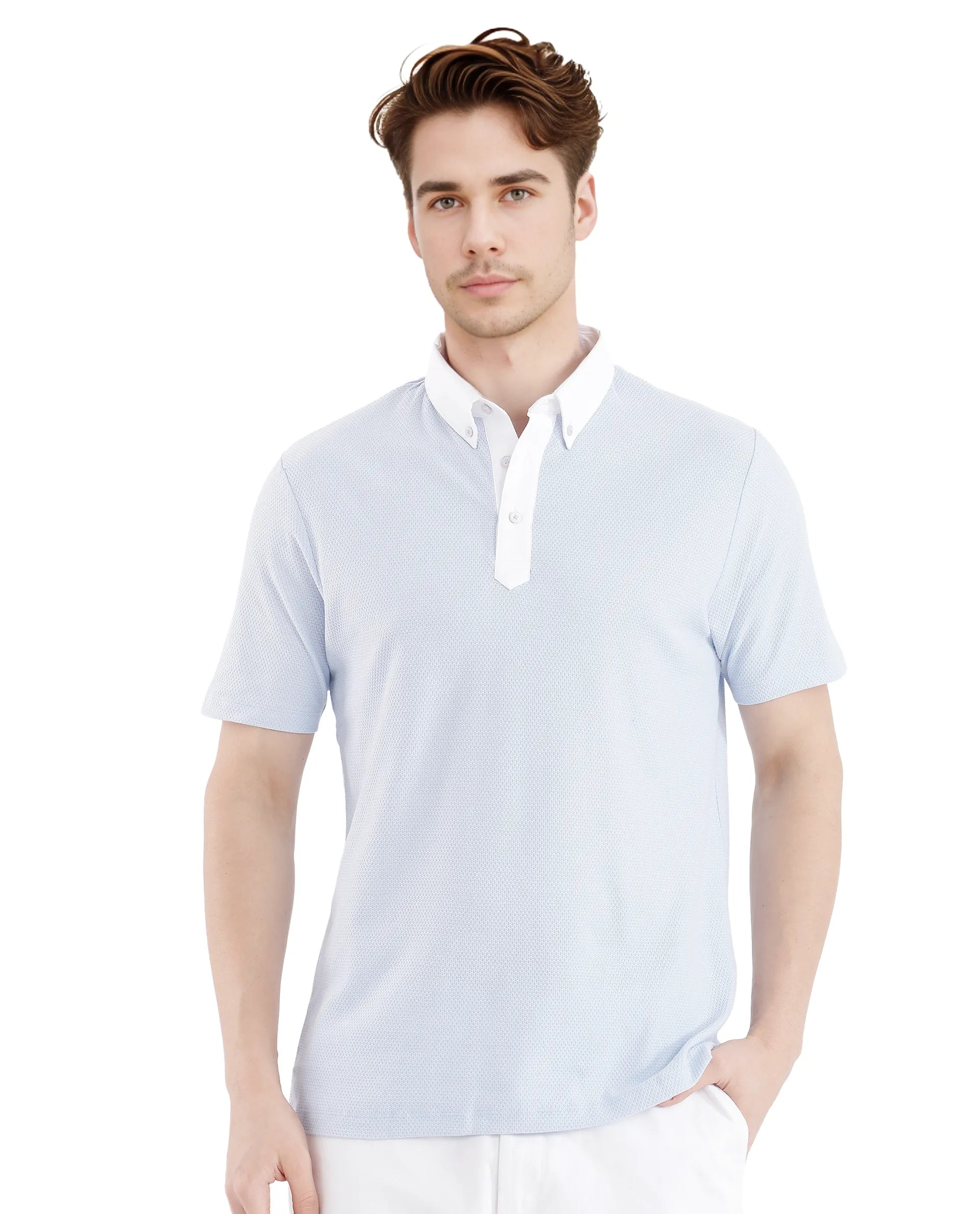 Men's Blue Casual Regular Fit Solid Half Sleeves Polo Tshirt