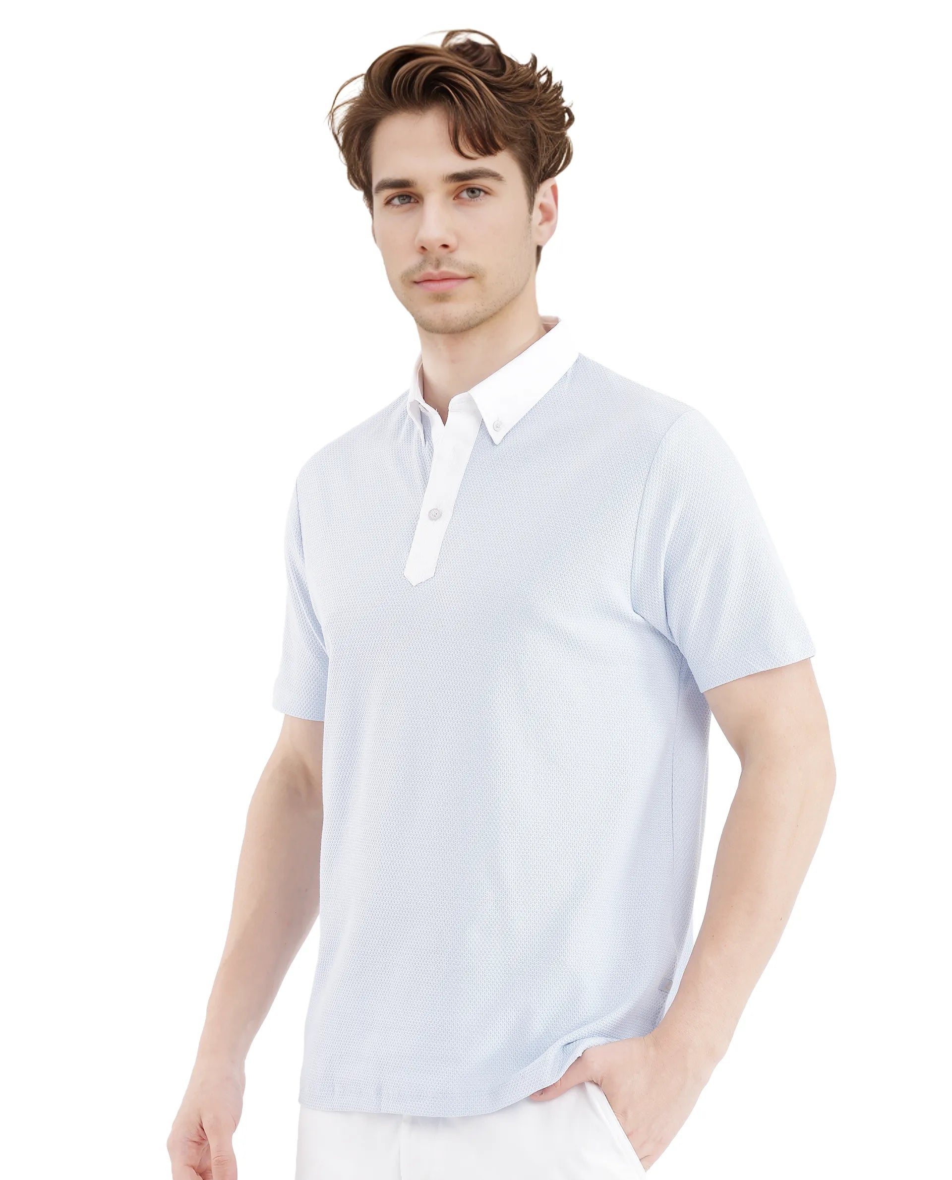 Men's Blue Casual Regular Fit Solid Half Sleeves Polo Tshirt
