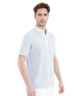 Men's Blue Casual Regular Fit Solid Half Sleeves Polo Tshirt