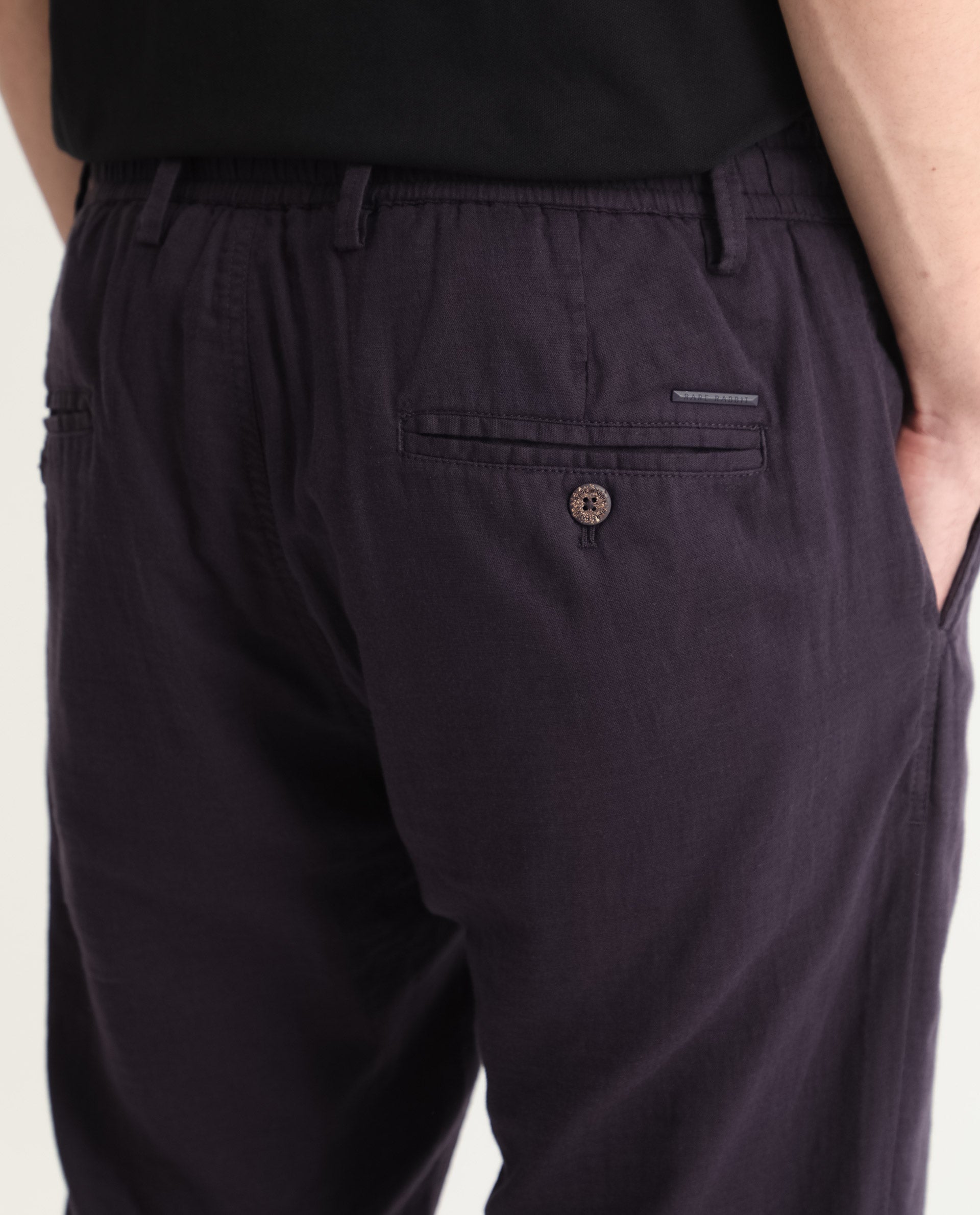 Men's Purple Casual Regular Fit Solid Trouser