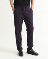 Men's Purple Casual Regular Fit Solid Trouser