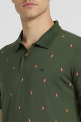 Men's Green Casual Half Sleeves Polo Tshirt