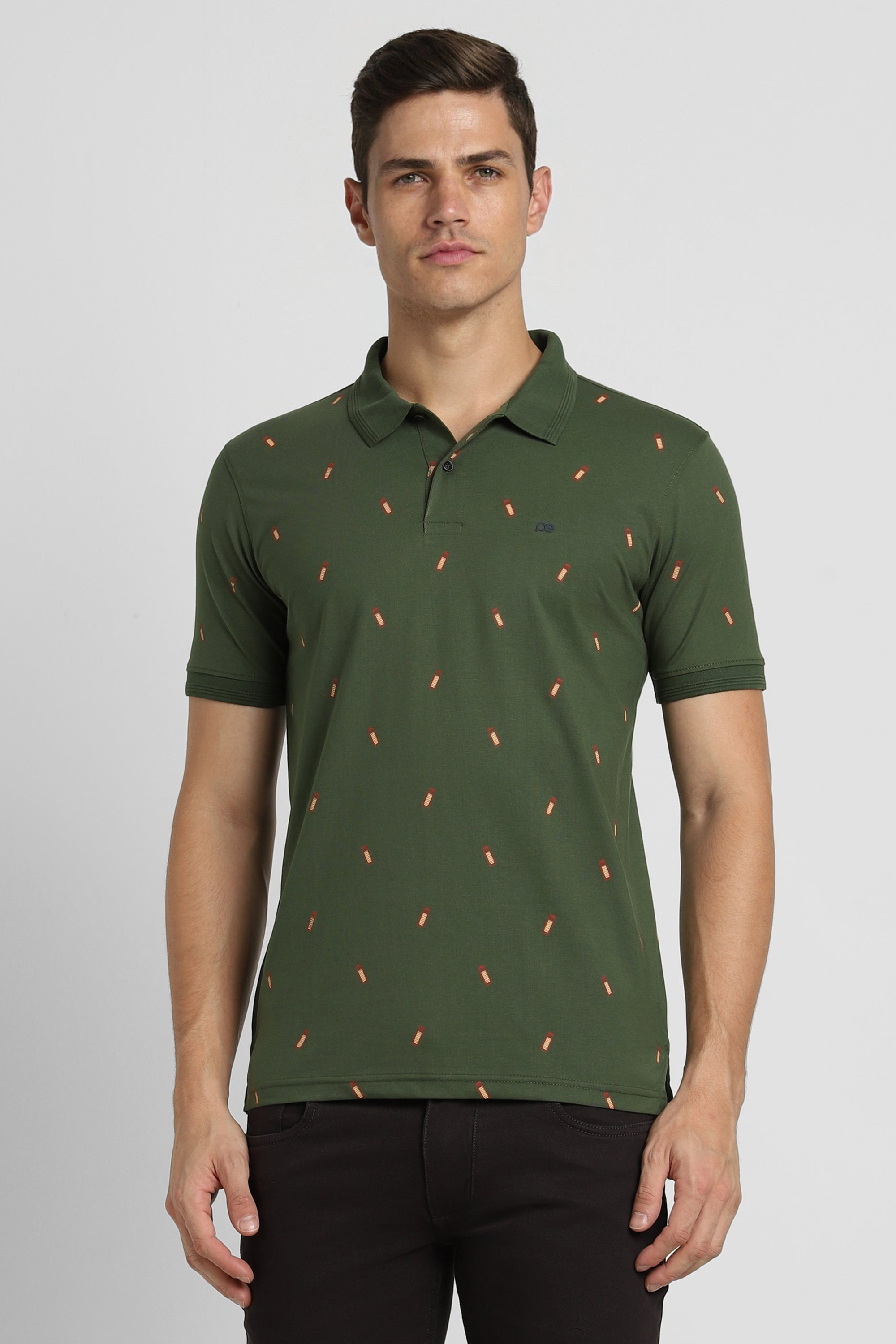 Men's Green Casual Half Sleeves Polo Tshirt