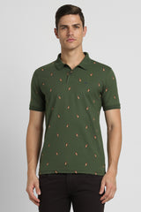 Men's Green Casual Half Sleeves Polo Tshirt