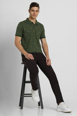 Men's Green Casual Half Sleeves Polo Tshirt