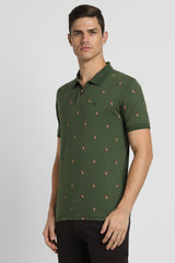 Men's Green Casual Half Sleeves Polo Tshirt