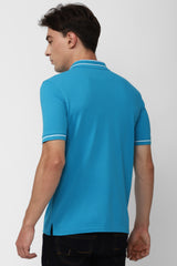 Men's Blue Casual Half Sleeves Polo Tshirt