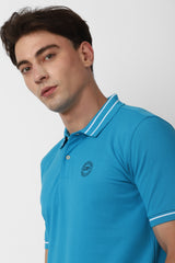 Men's Blue Casual Half Sleeves Polo Tshirt