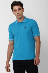 Men's Blue Casual Half Sleeves Polo Tshirt