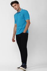 Men's Blue Casual Half Sleeves Polo Tshirt
