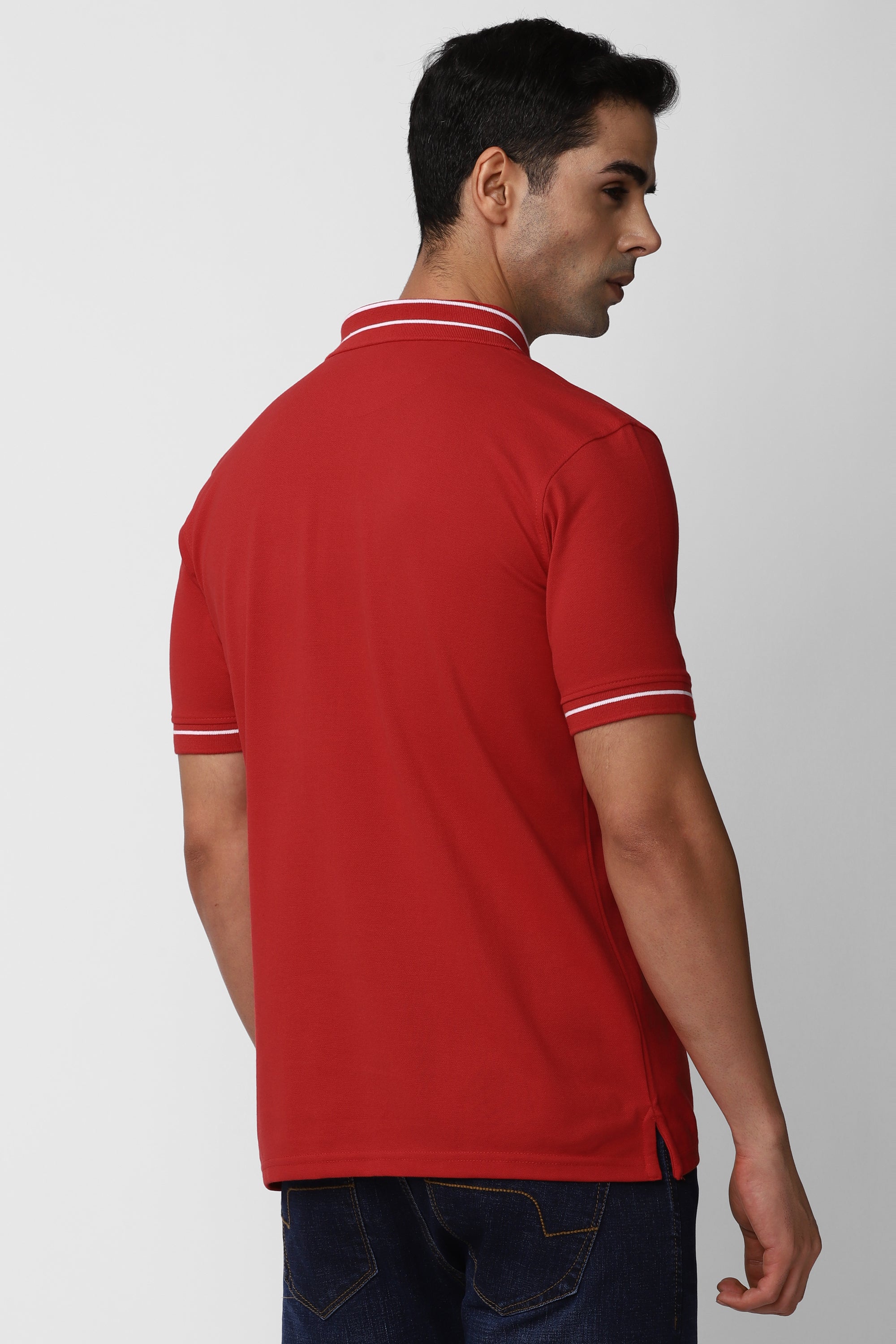 Men's Red Casual Half Sleeves Polo Tshirt