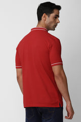 Men's Red Casual Half Sleeves Polo Tshirt