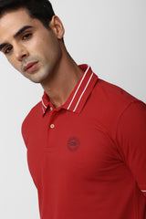 Men's Red Casual Half Sleeves Polo Tshirt
