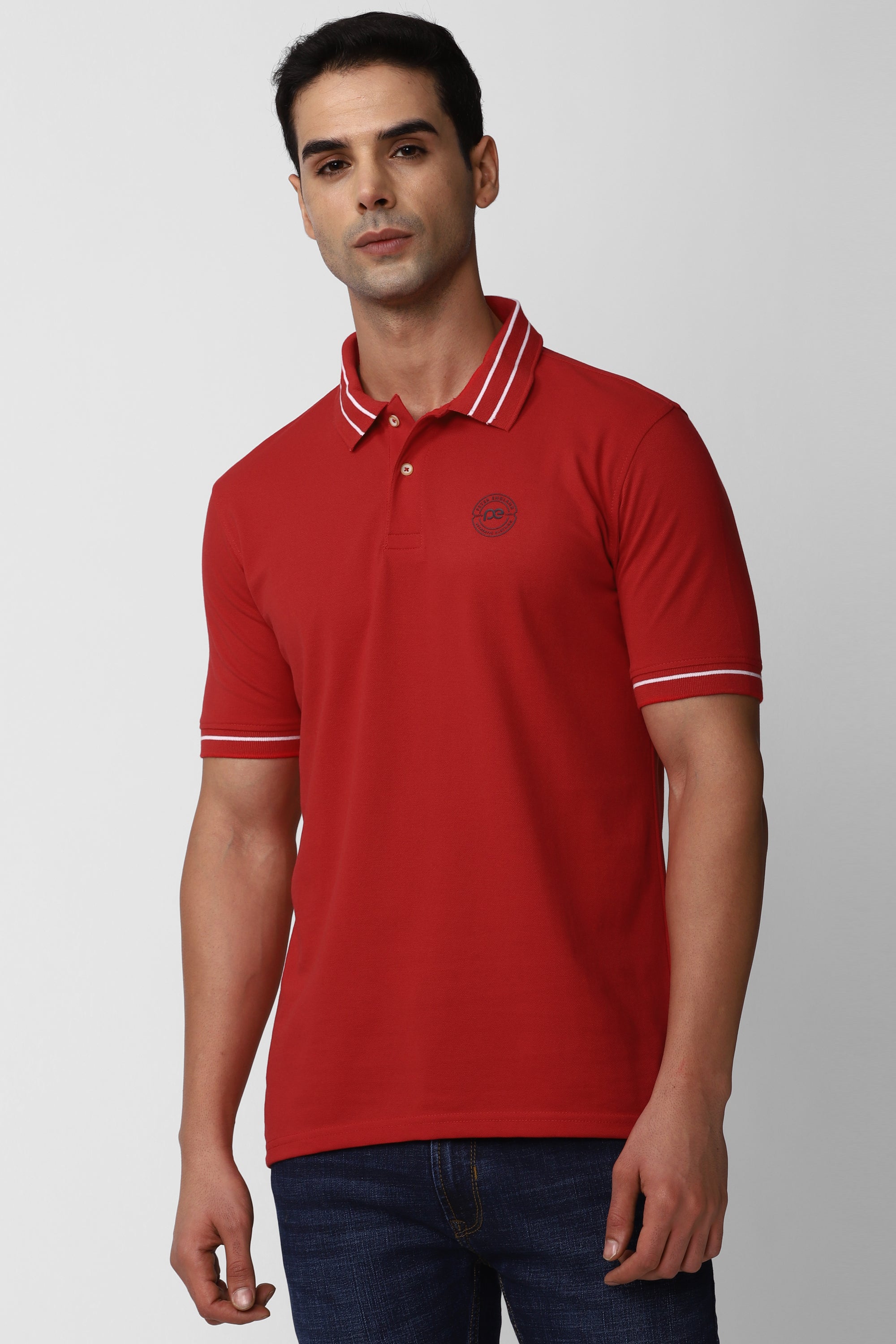 Men's Red Casual Half Sleeves Polo Tshirt