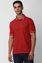 Men's Red Casual Half Sleeves Polo Tshirt