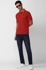 Men's Red Casual Half Sleeves Polo Tshirt