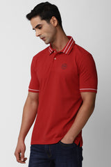 Men's Red Casual Half Sleeves Polo Tshirt